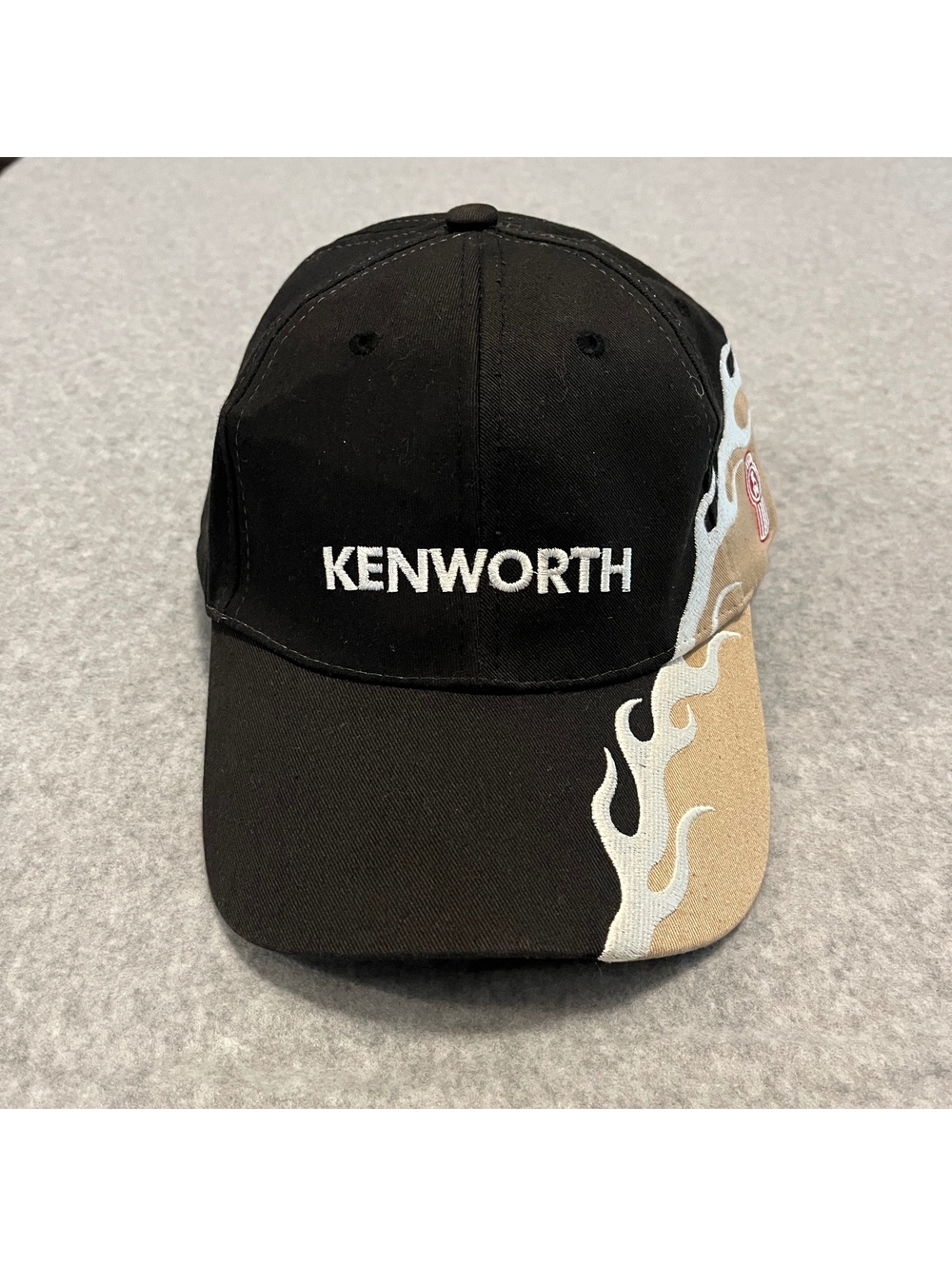 Kenworth Trucks Hat Y2K Flame Embroidered Black Tan BDA PACCAR Adjustable Cap
